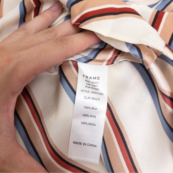 NWT Frame Classic Striped Silk Camisole S Stripe Clay Multi Sleeveless - Picture 11 of 12